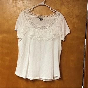 HANNAH woman's, lacey up by the neck, top,  sz L .. WHITE
